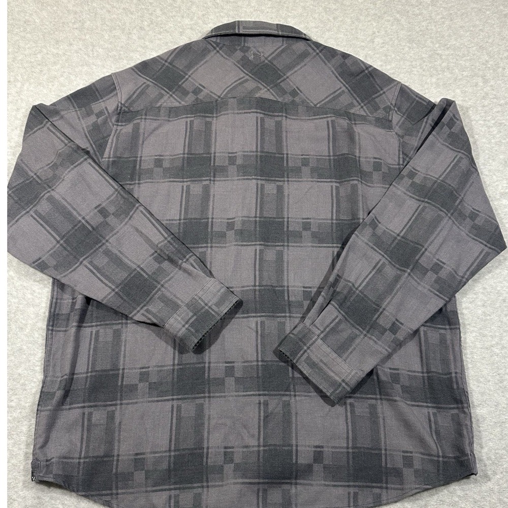 Under Armour Mens Plaid Long Sleeve‎ Button Up Shirt ColdGear XXL Loose Fit Gray - Picture 7 of 7